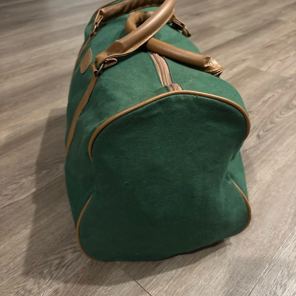 VTG Time Magazine Promotional Lightweight Canvas Zip Tote Duffle Leather Trim